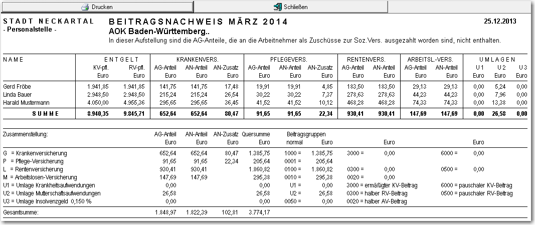 Beitragsnachweis