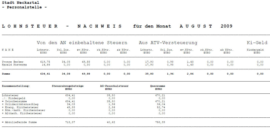 Lohnsteuernachweis