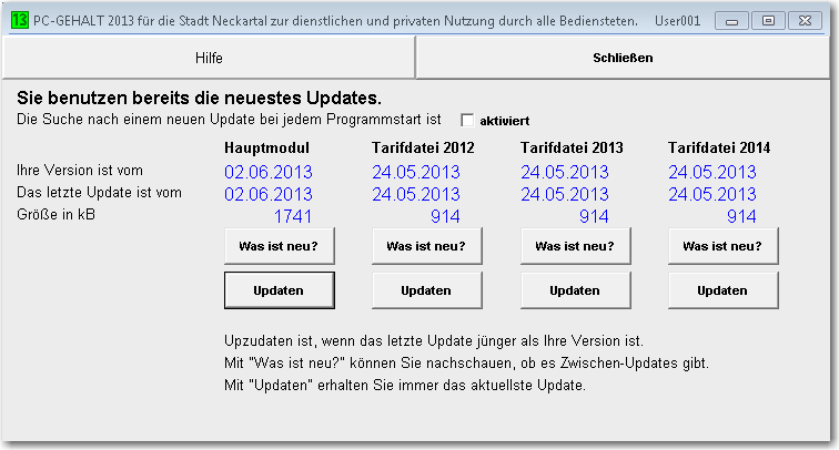 Updaten aus dem Internet